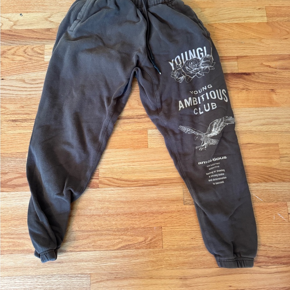 YoungLA Charcoal Joggers with Graphic Print